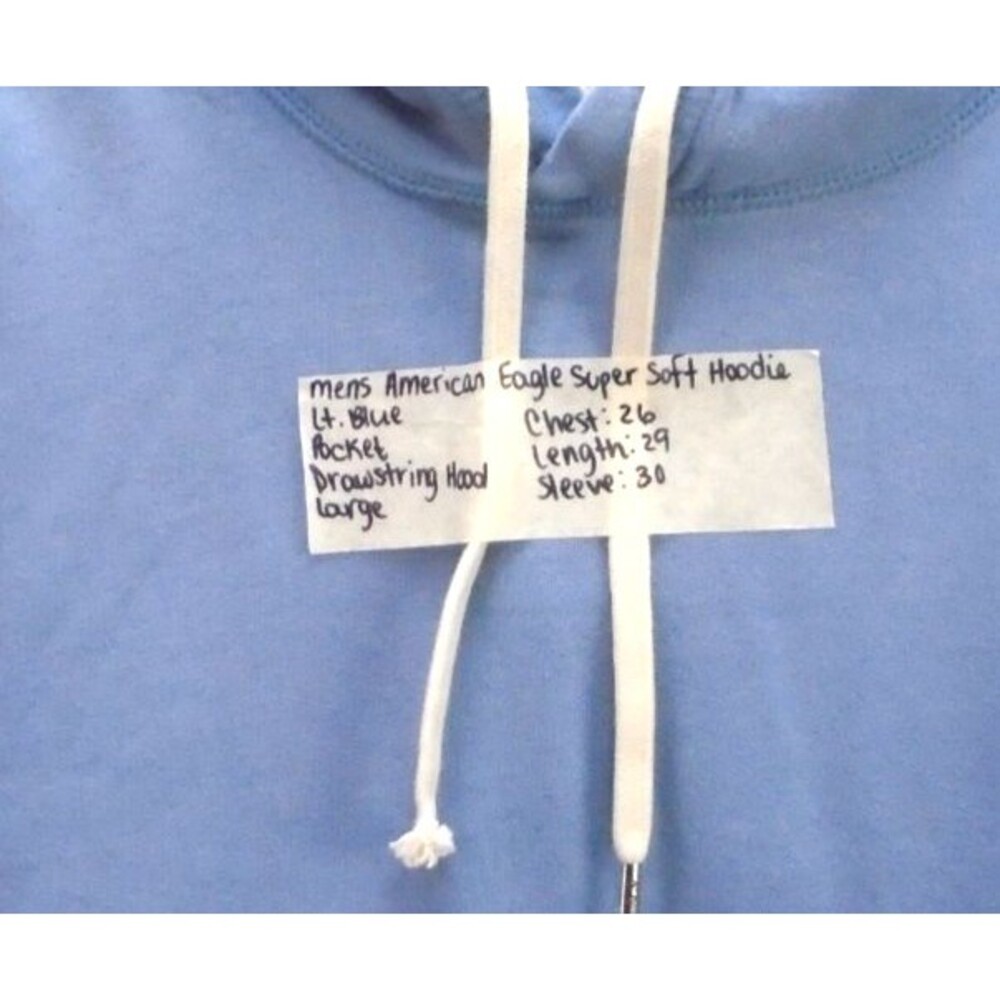 American Eagle Super Soft Hoodie Sweatshirt Large L Light Blue Mens - Picture 4 of 11